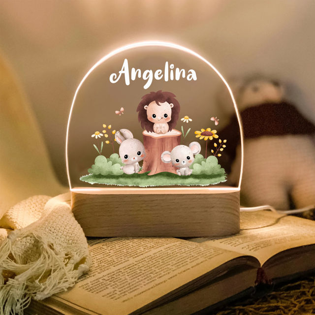 Picture of Custom Name Night Light for Kids - Personalized Cute Animal Night Lamp