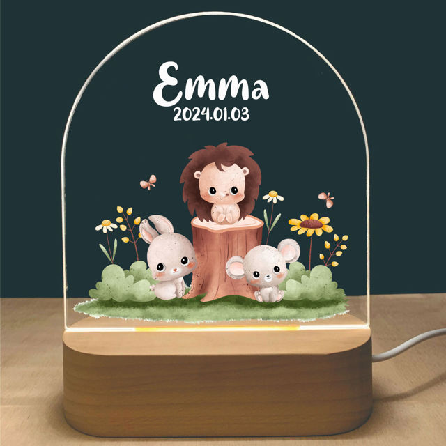 Picture of Custom Name Night Light for Kids - Personalized Cute Animal Night Lamp