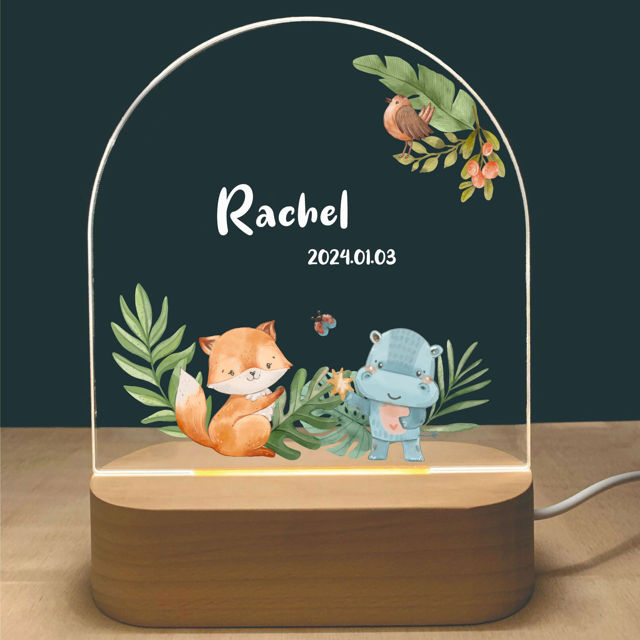 Picture of Custom Name Night Light for Kids - Personalized Cute Animal Night Lamp