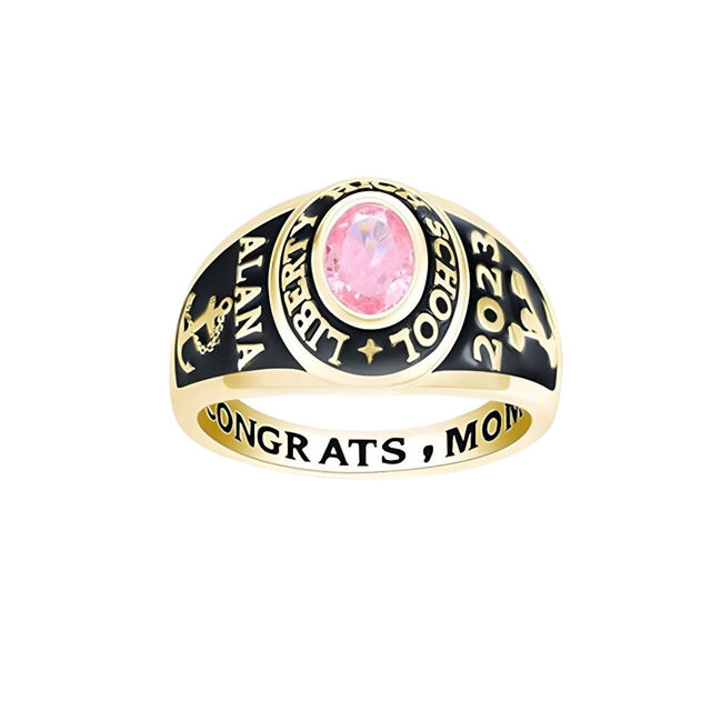 Picture of Custom Graduation Ring with Birthstone - Personalized College Ring with Name - Graduation Gift