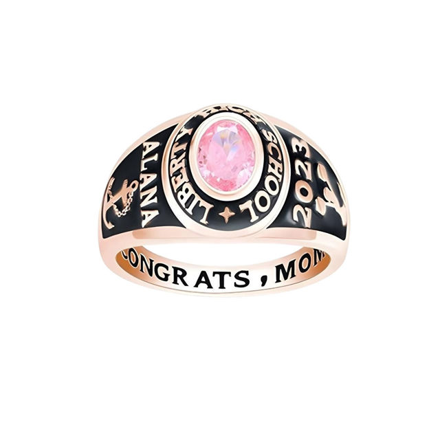 Picture of Custom Graduation Ring with Birthstone - Personalized College Ring with Name - Graduation Gift