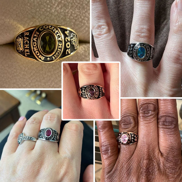 Picture of Custom Graduation Ring with Birthstone - Personalized College Ring with Name - Graduation Gift