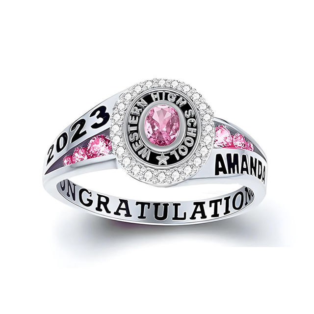 Picture of Custom Graduation Ring with Birthstone - Personalized College Ring with Name - Best Graduation Gift for Her