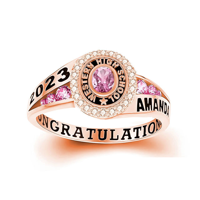 Picture of Custom Graduation Ring with Birthstone - Personalized College Ring with Name - Best Graduation Gift for Her