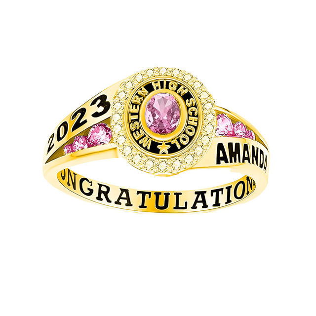 Picture of Custom Graduation Ring with Birthstone - Personalized College Ring with Name - Best Graduation Gift for Her