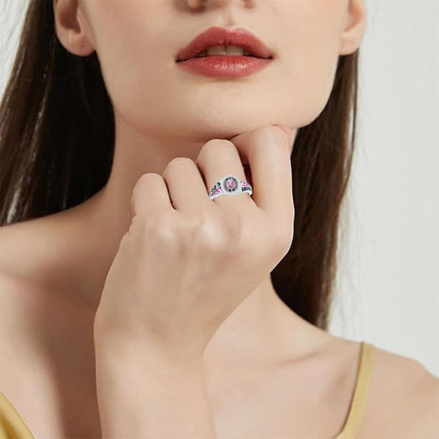 Picture of Custom Graduation Ring with Birthstone - Personalized College Ring with Name - Best Graduation Gift for Her
