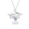 Picture of Custom Birthstone Graduation Necklace - Personalized Necklace with Name