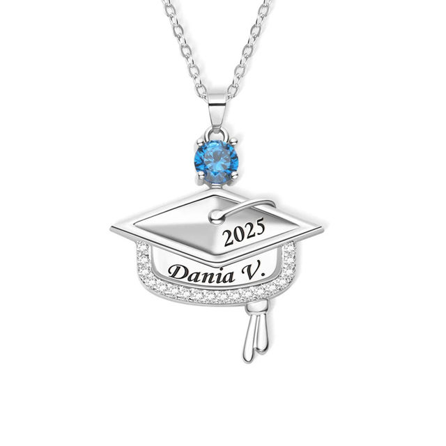 Picture of Custom Birthstone Graduation Necklace - Personalized College Necklace