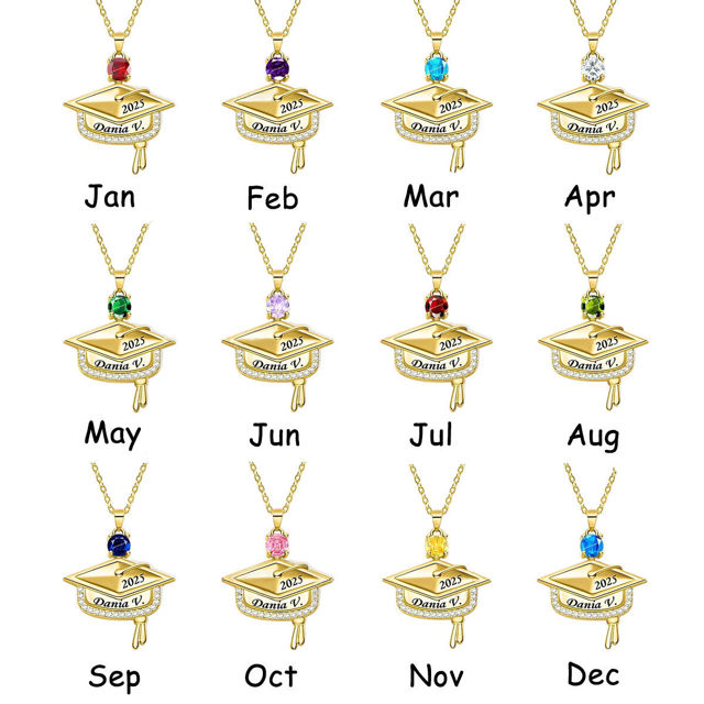 Picture of Custom Birthstone Graduation Necklace - Personalized College Necklace