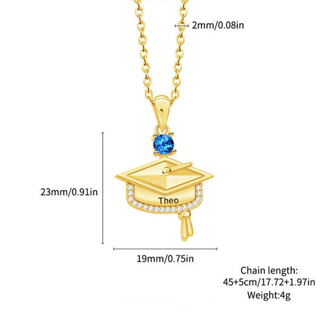 Picture of Custom Birthstone Graduation Necklace - Personalized College Necklace