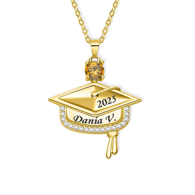 Picture of Custom Birthstone Graduation Necklace - Personalized College Necklace