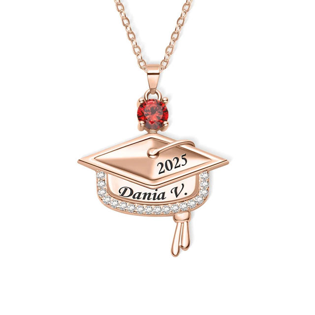 Picture of Custom Birthstone Graduation Necklace - Personalized College Necklace