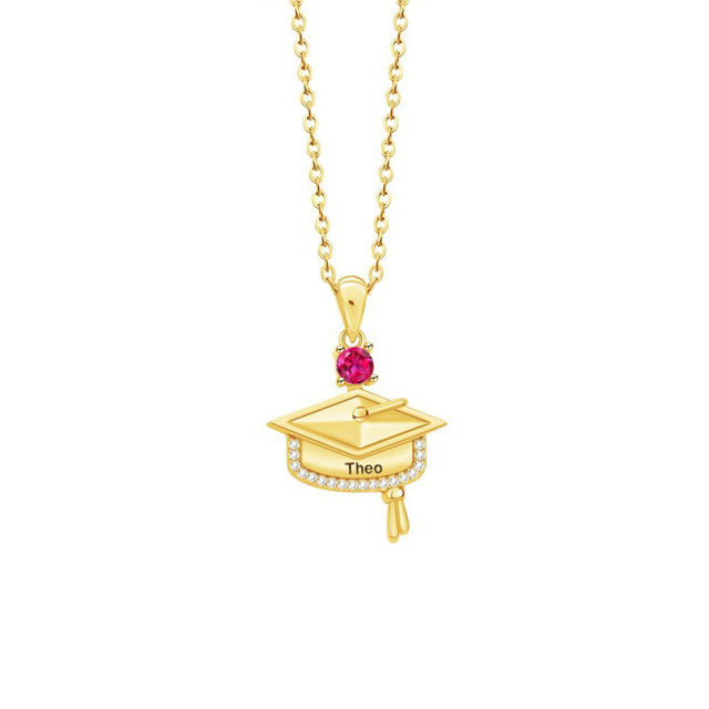 Picture of Custom Birthstone Graduation Necklace - Personalized College Necklace