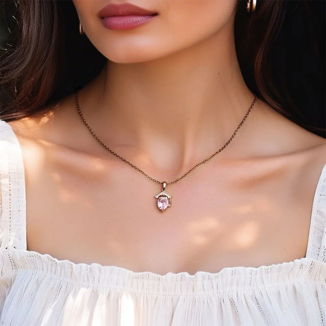 Picture of Custom Graduation Necklace with Heart Birthstone - Personalized College Necklace
