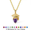 Picture of Custom Graduation Necklace with Heart Birthstone - Personalized College Necklace
