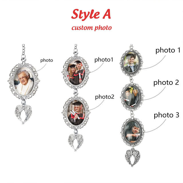 Picture of Custom Graduation Tassel Charm with Angel Wings - Personalized Graduation Cap Photo Charm