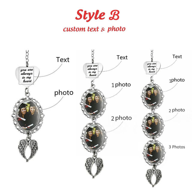 Picture of Custom Graduation Tassel Charm with Angel Wings - Personalized Graduation Cap Photo Charm
