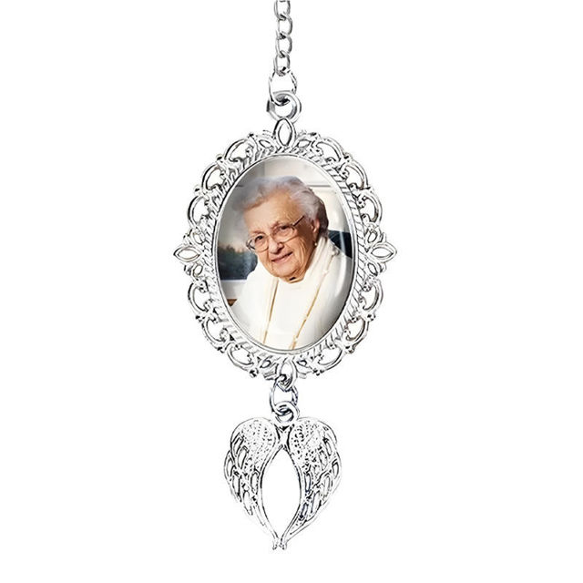 Picture of Custom Graduation Tassel Charm with Angel Wings - Personalized Graduation Cap Photo Charm