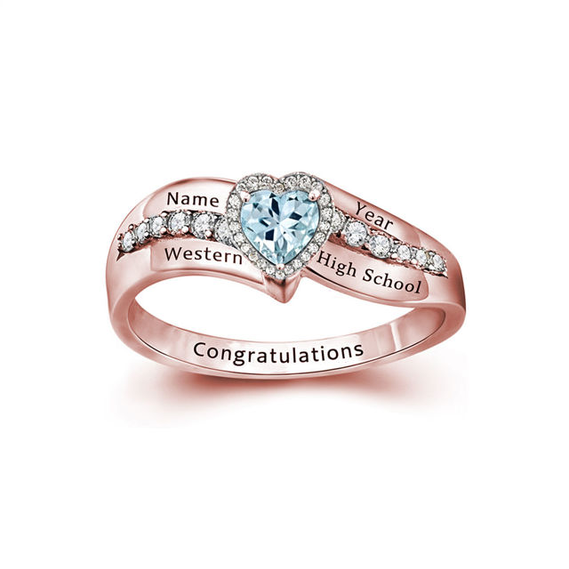 Picture of Custom Birthstone Graduation Ring - Personalized College Ring with Name - Best Graduation Gift for Her