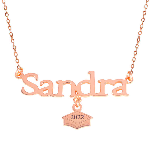Picture of Graduation Cap Charm Necklace with Name -  Cooper Graduation Name Necklace