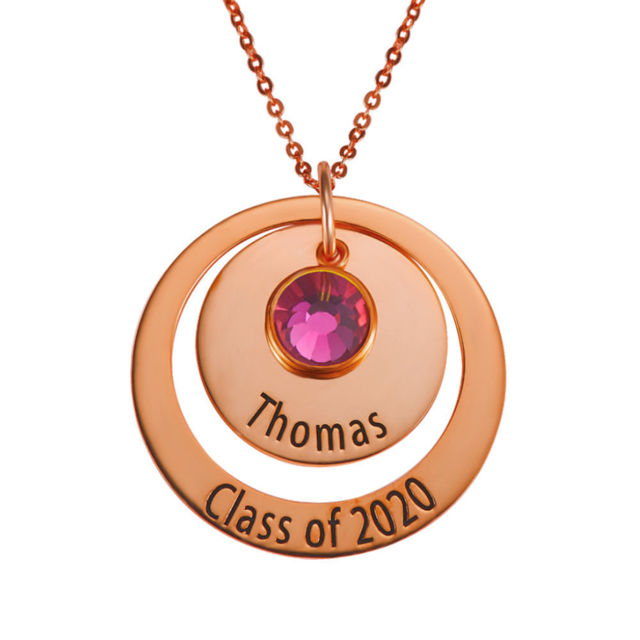 Picture of Copper Graduation Nesting Circles With Birthstone Necklace - Graduation Jewelry