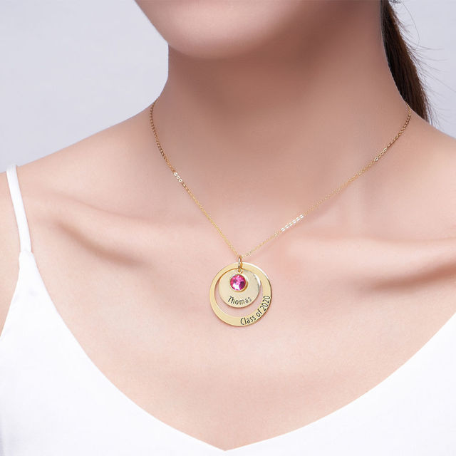 Picture of Copper Graduation Nesting Circles With Birthstone Necklace - Graduation Jewelry