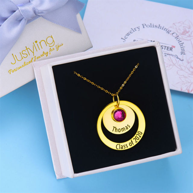 Picture of Copper Graduation Nesting Circles With Birthstone Necklace - Graduation Jewelry