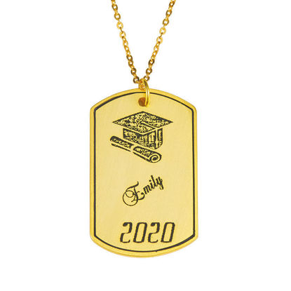 Picture of Copper Graduation Military Tag Shaped Necklace - Graduation Jewelry