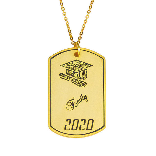 Picture of Copper Graduation Military Tag Shaped Necklace - Graduation Jewelry