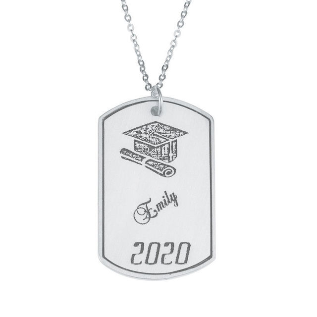 Picture of Copper Graduation Military Tag Shaped Necklace - Graduation Jewelry