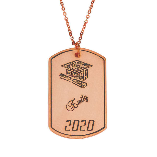 Picture of Copper Graduation Military Tag Shaped Necklace - Graduation Jewelry