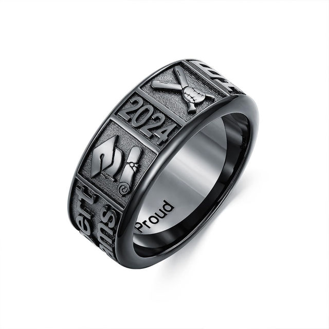Picture of Copper Custom Graduation Ring with Birthstone - Personalized College Ring with Name