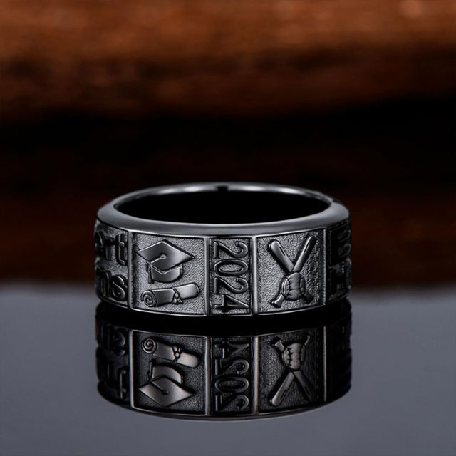 Picture of Copper Custom Graduation Ring with Birthstone - Personalized College Ring with Name