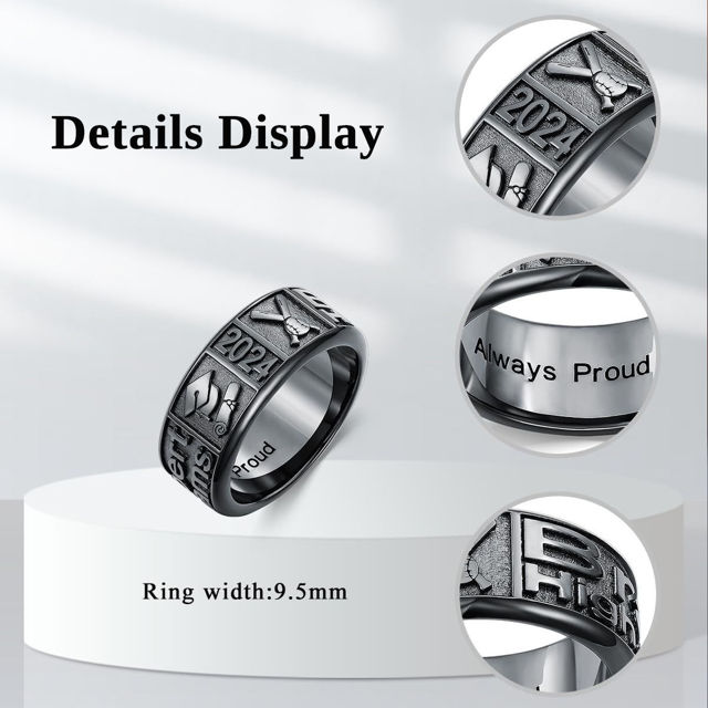 Picture of Copper Custom Graduation Ring with Birthstone - Personalized College Ring with Name