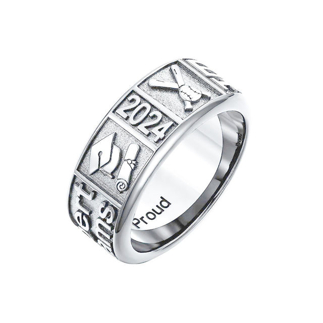 Picture of Copper Custom Graduation Ring with Birthstone - Personalized College Ring with Name