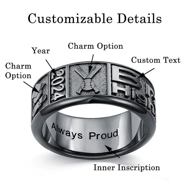 Picture of Copper Custom Graduation Ring with Birthstone - Personalized College Ring with Name