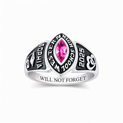 Picture of Copper Custom Graduation Ring with Birthstone - Personalized College Ring with Name - Graduation Gift for Her