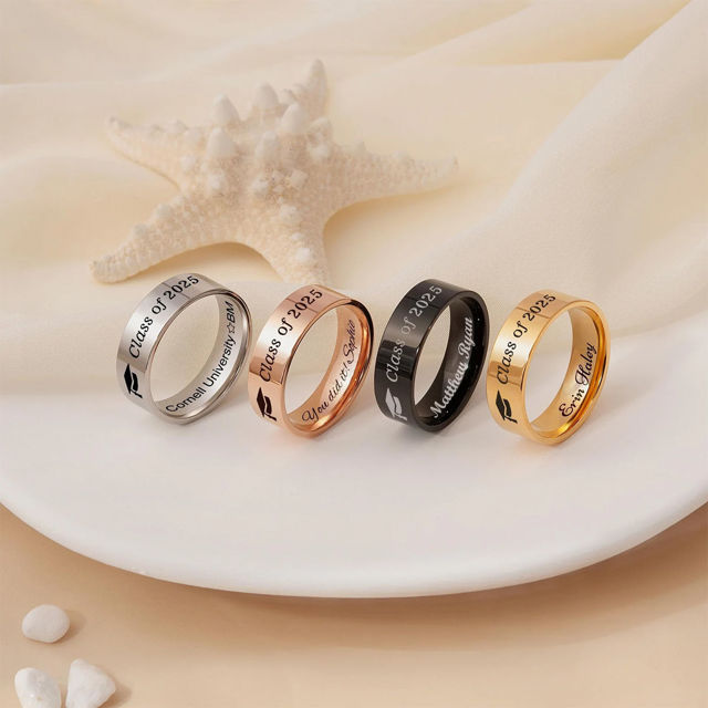 Picture of Custom Graduation Ring - Personalized College Ring with Name - Graduation Gift for Him
