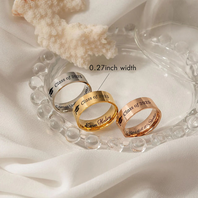 Picture of Custom Graduation Ring - Personalized College Ring with Name - Graduation Gift for Him