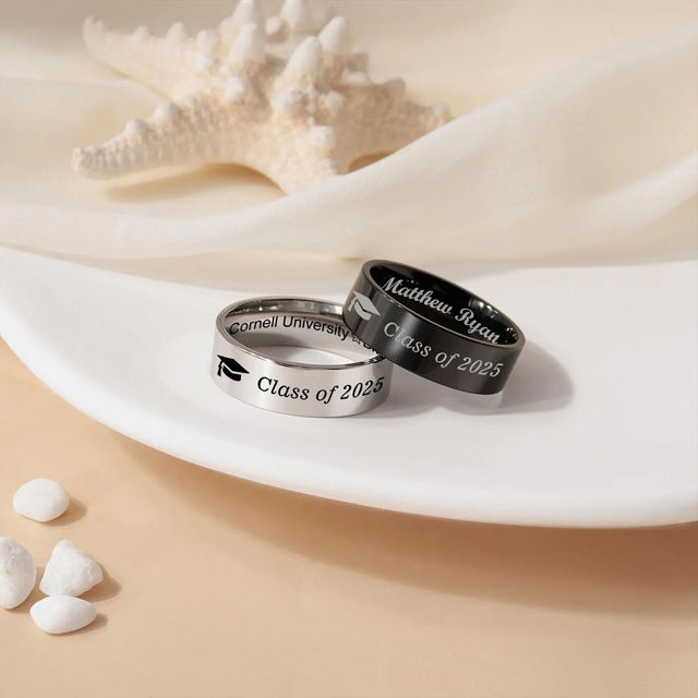 Picture of Custom Graduation Ring - Personalized College Ring with Name - Graduation Gift for Him