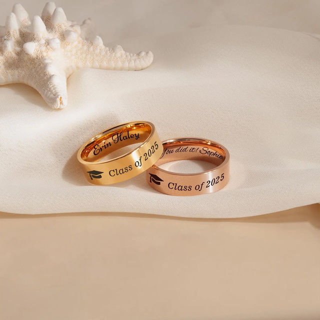 Picture of Custom Graduation Ring - Personalized College Ring with Name - Graduation Gift for Him