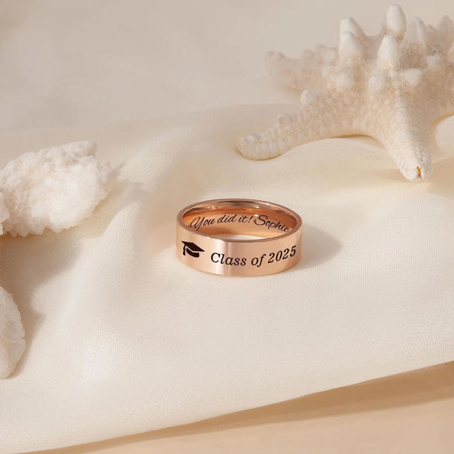 Picture of Custom Graduation Ring - Personalized College Ring with Name - Graduation Gift for Him