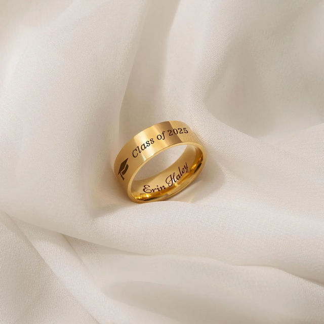 Picture of Custom Graduation Ring - Personalized College Ring with Name - Graduation Gift for Him