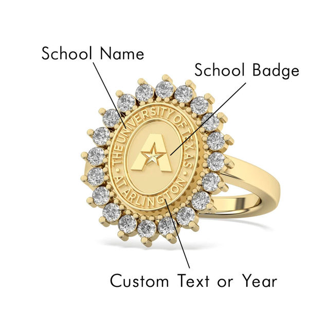 Picture of Custom School Badge Graduation Ring  - Personalized College Graduation Ring