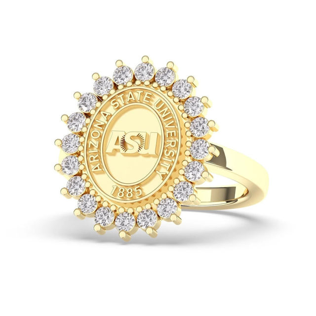 Picture of Custom School Badge Graduation Ring  - Personalized College Graduation Ring