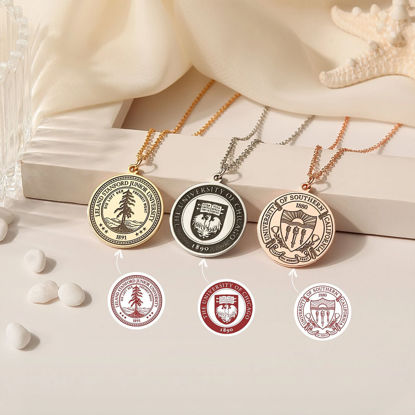 Picture of Custom Engraving School Badge Graduation Necklace - Personalized College Necklace