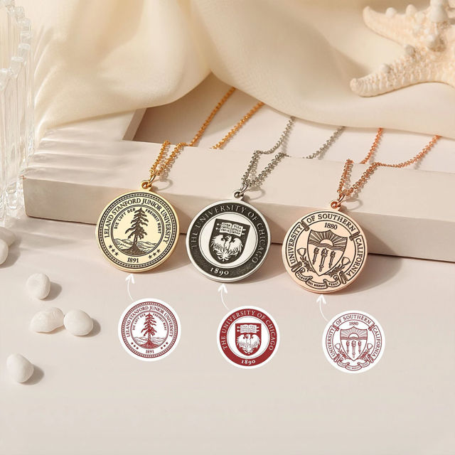 Picture of Custom Engraving School Badge Graduation Necklace - Personalized College Necklace