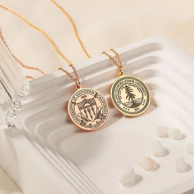 Picture of Custom Engraving School Badge Graduation Necklace - Personalized College Necklace
