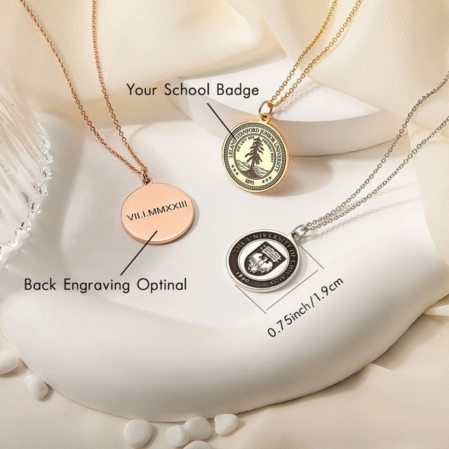 Picture of Custom Engraving School Badge Graduation Necklace - Personalized College Necklace