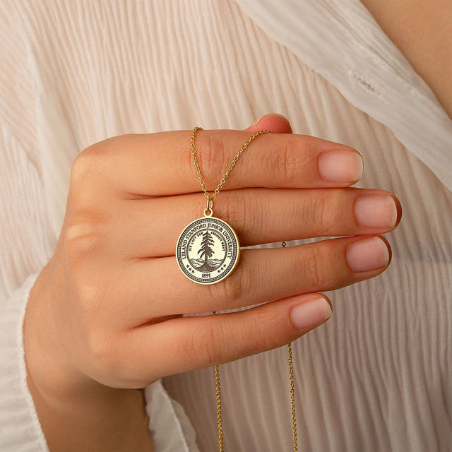 Picture of Custom Engraving School Badge Graduation Necklace - Personalized College Necklace
